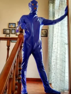 Morph Suit Royal Blue Unisex Open Mouth And Eyes Designed PVC BodySuit Clothes Costumes
