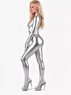 Morph Suit Silver Shiny Metallic Catsuit