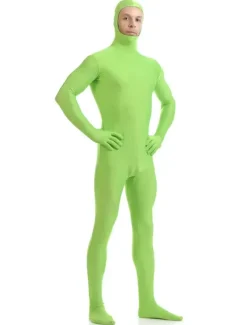 Morph Suit St Patricks Day Costume Green Zentai Suit Lycra Spandex Jumpsuit With Face Opened