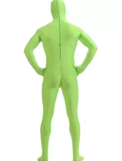 Morph Suit St Patricks Day Costume Green Zentai Suit Lycra Spandex Jumpsuit With Face Opened