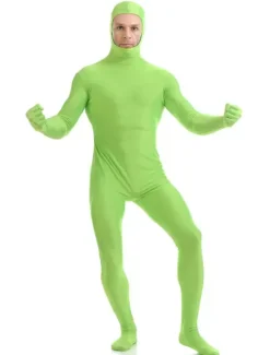 Morph Suit St Patricks Day Costume Green Zentai Suit Lycra Spandex Jumpsuit With Face Opened