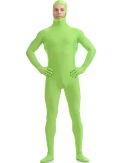 Morph Suit St Patricks Day Costume Green Zentai Suit Lycra Spandex Jumpsuit With Face Opened