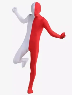 Morph Suit White and Red Lycra Spandex Zentai Suit Unisex Full Body Suit