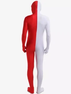 Morph Suit White and Red Lycra Spandex Zentai Suit Unisex Full Body Suit