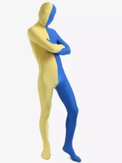 Morph Suit Yellow and Blue Lycra Spandex Zentai Suit Unisex Full Body Suit