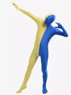 Morph Suit Yellow and Blue Lycra Spandex Zentai Suit Unisex Full Body Suit