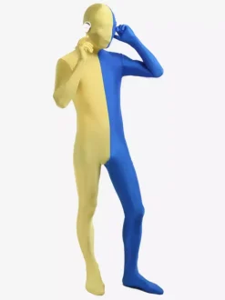 Morph Suit Yellow and Blue Lycra Spandex Zentai Suit Unisex Full Body Suit