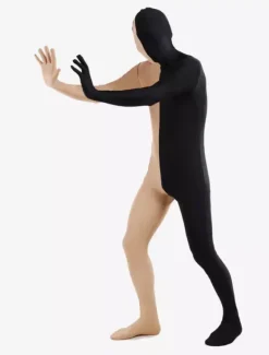 Morph Suit Black and Fleshcolor Lycra Spandex Fabric Zentai Suit Unisex Full Body Suit