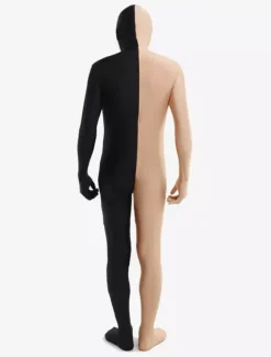 Morph Suit Black and Fleshcolor Lycra Spandex Fabric Zentai Suit Unisex Full Body Suit