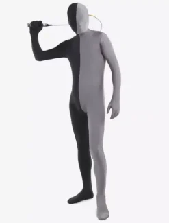 Morph Suit Black and Grey Lycra Spandex Fabric Zentai Suit Unisex Full Body Suit