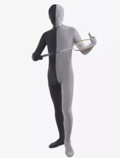 Morph Suit Black and Grey Lycra Spandex Fabric Zentai Suit Unisex Full Body Suit