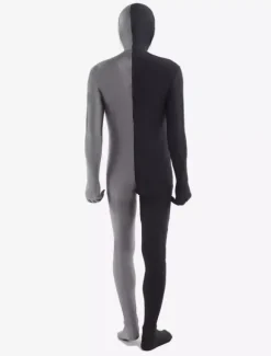 Morph Suit Black and Grey Lycra Spandex Fabric Zentai Suit Unisex Full Body Suit