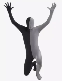 Morph Suit Black and Grey Lycra Spandex Fabric Zentai Suit Unisex Full Body Suit