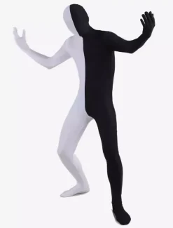 Morph Suit Black and White Two Tone Lycra Spandex Zentai Suit Unisex Full Body Suit