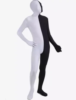 Morph Suit Black and White Two Tone Lycra Spandex Zentai Suit Unisex Full Body Suit