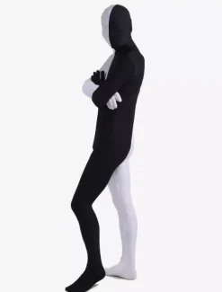 Morph Suit Black and White Two Tone Lycra Spandex Zentai Suit Unisex Full Body Suit