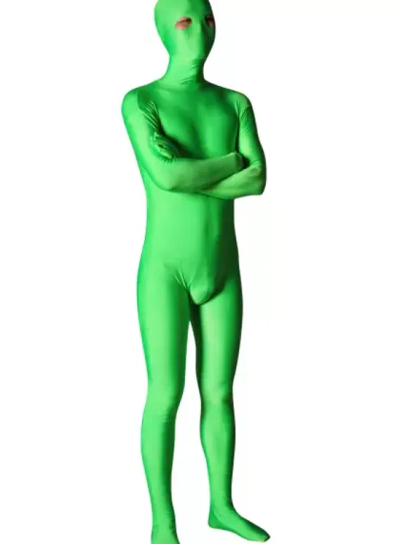 Morph Suit Green Lycra Spandex Zentai Fabric Suit with Eyes Opened Body Suit