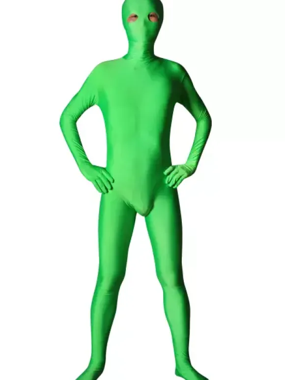 Morph Suit Green Lycra Spandex Zentai Fabric Suit with Eyes Opened Body Suit