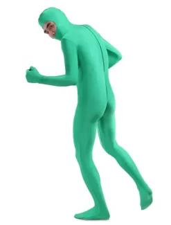 Morph Suit Green Lycra Spandex Fabric Catsuit with Face Opened Men's Body Suit