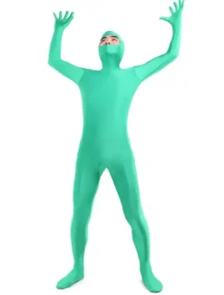 Morph Suit Green Lycra Spandex Fabric Catsuit with Face Opened Men's Body Suit