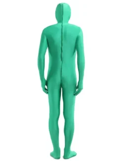 Morph Suit Green Lycra Spandex Fabric Catsuit with Face Opened Men's Body Suit