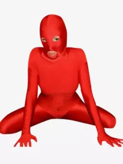Morph Suit Red Lycra Spandex Fabric Zentai Suit with Mouth and Eyes Opened Unisex Bodysuit Costume