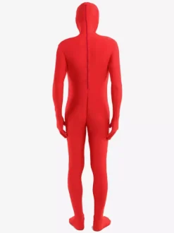 Morph Suit Red Lycra Spandex Fabric Catsuit with Face Opened Men's Body Suit