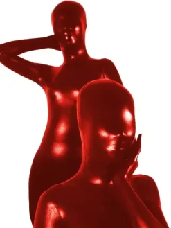 Morph Suit Red Shiny Metallic Fabric Zentai Suit Unisex Full Body Suit