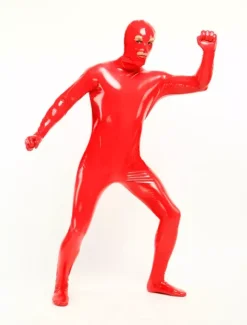 Morph Suit Red Unisex Open Mouth And Eyes Designed PVC BodySuit Clothes Costumes