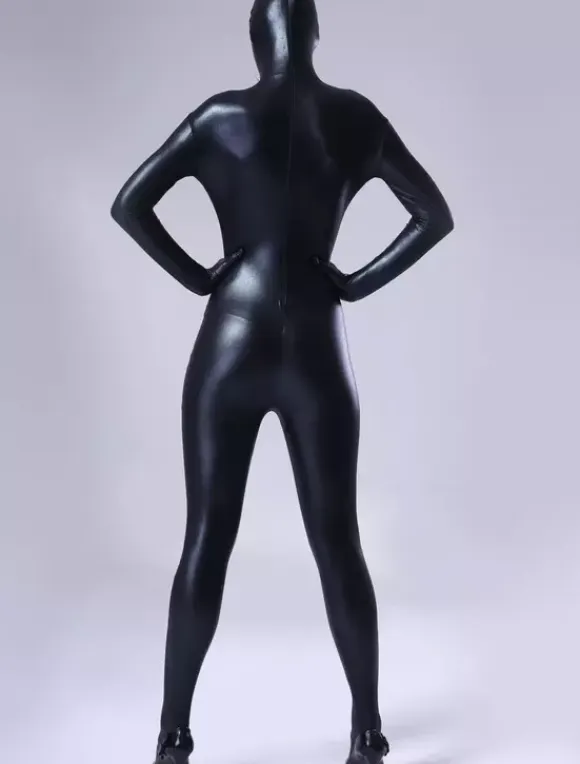 Morph Suit Sexy Black Bodysuit Shiny Metallic Catsuit Women's Full Body Suit