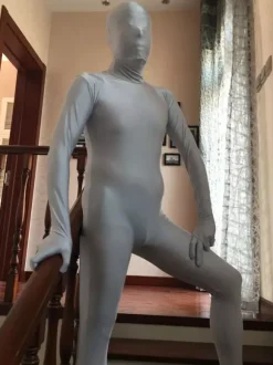 Morph Suit Silver Lycra Spandex Zentai Suit
