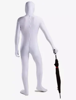 Morph Suit White Lycra Spandex Catsuit with Face Opened Unisex Full Body Suit