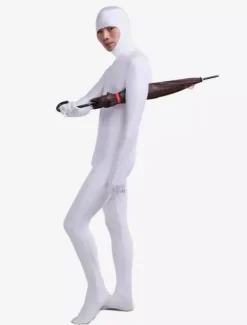 Morph Suit White Lycra Spandex Catsuit with Face Opened Unisex Full Body Suit