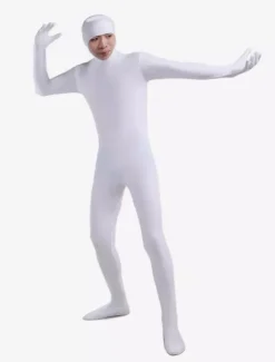 Morph Suit White Lycra Spandex Catsuit with Face Opened Unisex Full Body Suit