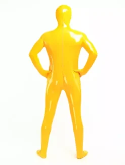 Morph Suit Yellow Unisex Open Mouth And Eyes Designed PVC BodySuit Clothes Costumes