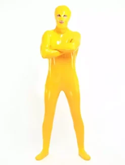 Morph Suit Yellow Unisex Open Mouth And Eyes Designed PVC BodySuit Clothes Costumes