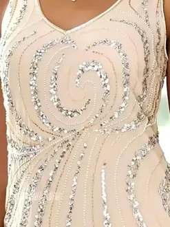 Mother Dress Designed Neckline Long Sleeves Two-piece Sequins Ankle-Length Wedding Guest Dresses