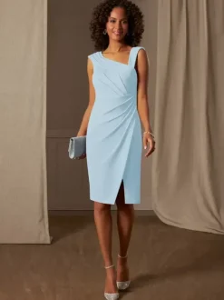 Mother Dress Designed Neckline Sleeveless A-Line Pleated Wedding Guest Dresses