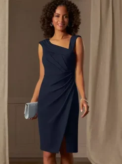 Mother Dress Designed Neckline Sleeveless A-Line Pleated Wedding Guest Dresses