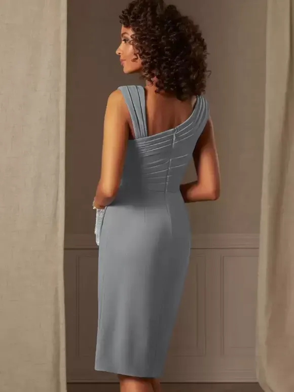 Mother Dress Designed Neckline Sleeveless A-Line Pleated Wedding Guest Dresses