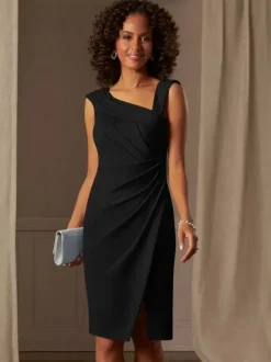 Mother Dress Designed Neckline Sleeveless A-Line Pleated Wedding Guest Dresses