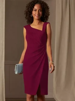 Mother Dress Designed Neckline Sleeveless A-Line Pleated Wedding Guest Dresses