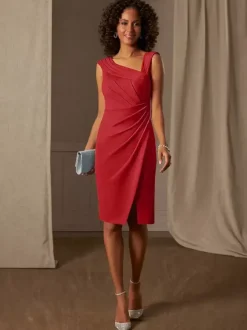 Mother Dress Designed Neckline Sleeveless A-Line Pleated Wedding Guest Dresses
