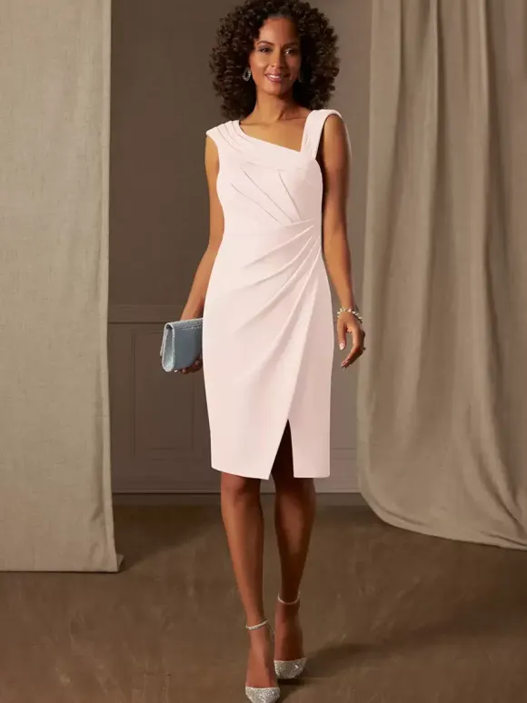 Mother Dress Designed Neckline Sleeveless A-Line Pleated Wedding Guest Dresses