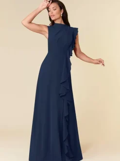 Mother Dress High Collar Sleeveless A-Line Pleated Wedding Guest Dresses