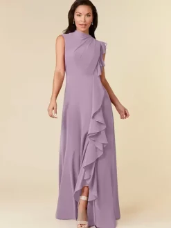 Mother Dress High Collar Sleeveless A-Line Pleated Wedding Guest Dresses
