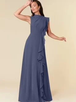 Mother Dress High Collar Sleeveless A-Line Pleated Wedding Guest Dresses