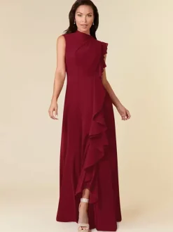 Mother Dress High Collar Sleeveless A-Line Pleated Wedding Guest Dresses