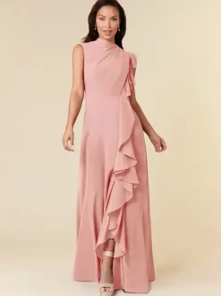 Mother Dress High Collar Sleeveless A-Line Pleated Wedding Guest Dresses