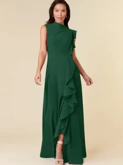 Mother Dress High Collar Sleeveless A-Line Pleated Wedding Guest Dresses